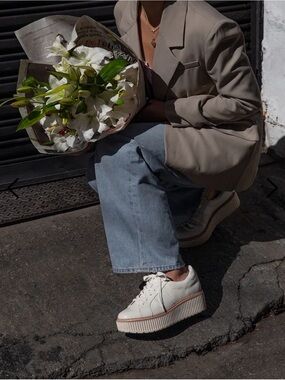 Dolce Vita Tiger White Leather Chunky Platform Sneaker Women’s 9.5